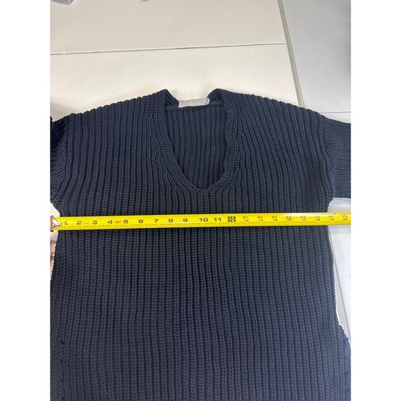 Everlane Neck Knit Sweater Pullover Navy Blue Chunky Ribbed Casual Comfort - Picture 4 of 8